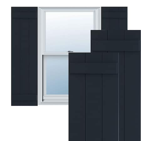 True Fit PVC Three Board Joined Board-n-Batten Shutters, Starless Night Blue, 16 1/8W X 47H